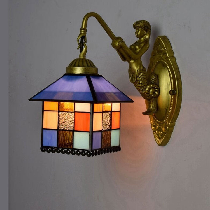 Applique Murale Vintage Tiffany en Verre Coloré Décor Beauté 1 Lumière 