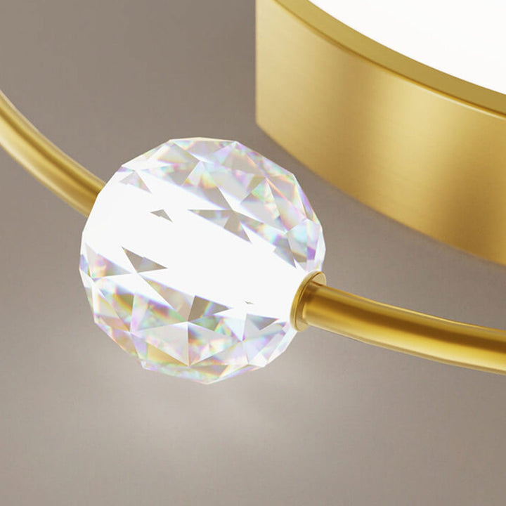 Plafonnier LED en cuivre avec cristaux en forme d&
