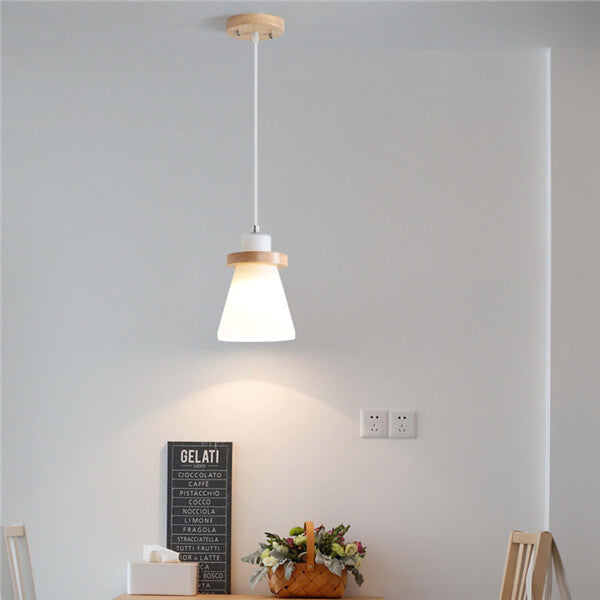 Lámpara colgante LED de 1 luz con forma de campana de vidrio nórdico 