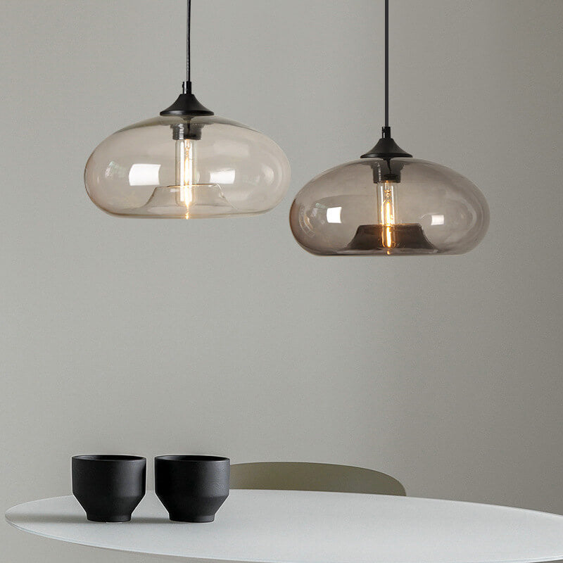 Lampe suspendue ovale à 1 lumière en verre coloré créatif 