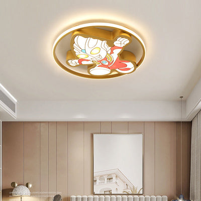 Creative Cartoon Ultraman Round  LED Flush Mount Ceiling Light