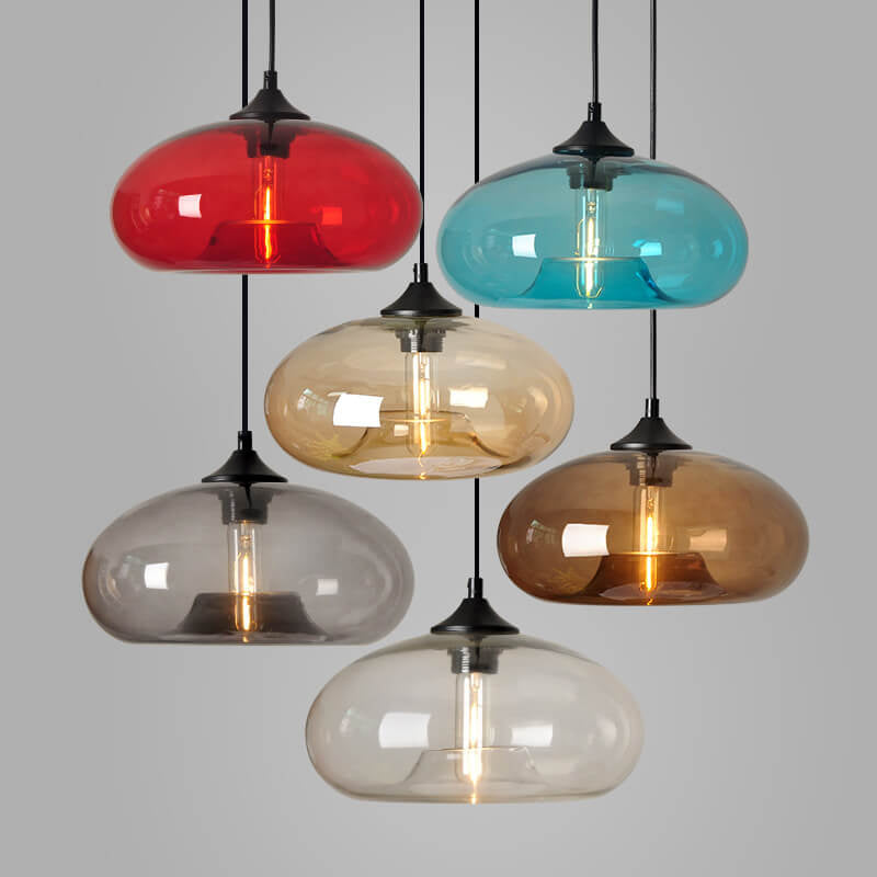Kreative farbige Glas-Oval-1-Licht-Pendelleuchte 