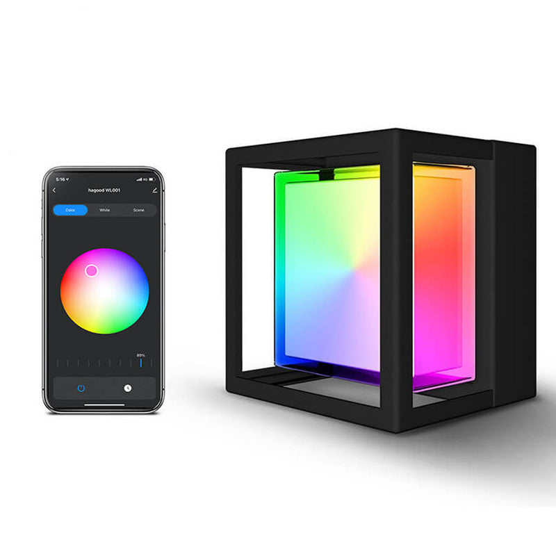 Modern Outdoor Square RGB APP Dimming LED Wall Sconce Lamp