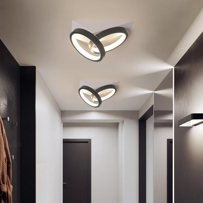 Modern Minimalist Circle 2-Light LED Semi-Flush Mount Ceiling Light