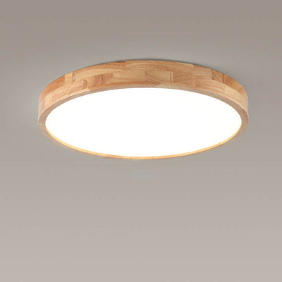 Modern Minimalist Solid Wood Round Square Tatami LED Flush Mount Ceiling Light