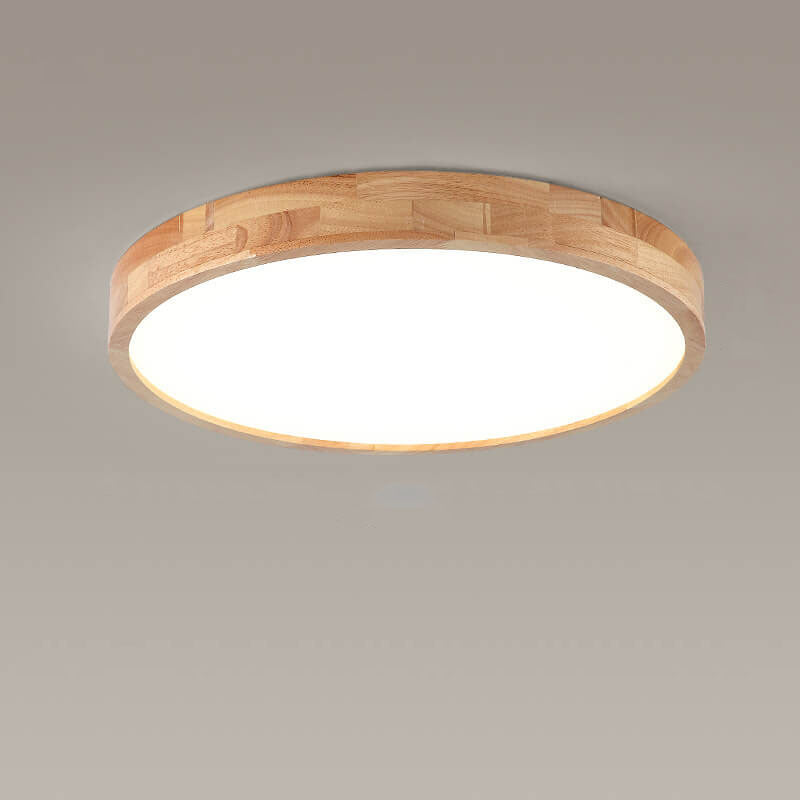 Modern Minimalist Solid Wood Round Square Tatami LED Flush Mount Ceiling Light
