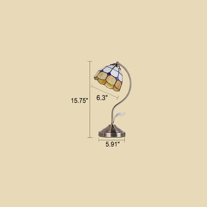 European Vintage Tiffany Round Head Glass Hardware 1-Light Table Lamp