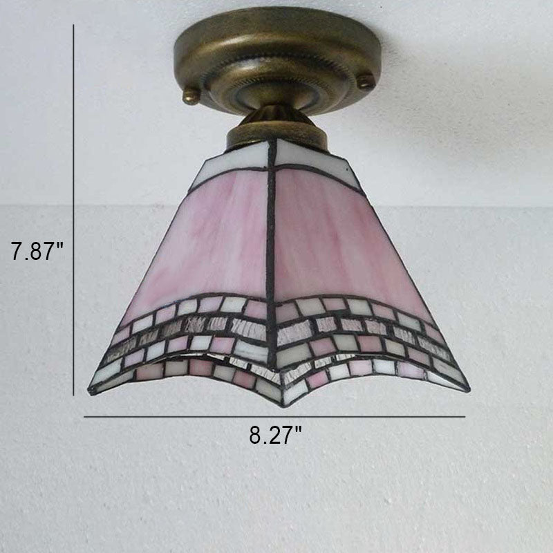 Europäische Vintage Tiffany 1-Licht halbbündige Einbauleuchte