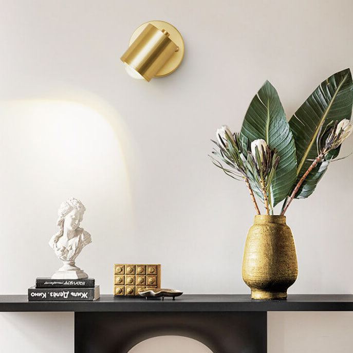 Modern Luxury Copper Cylindrical Mini LED Wall Sconce Lamp