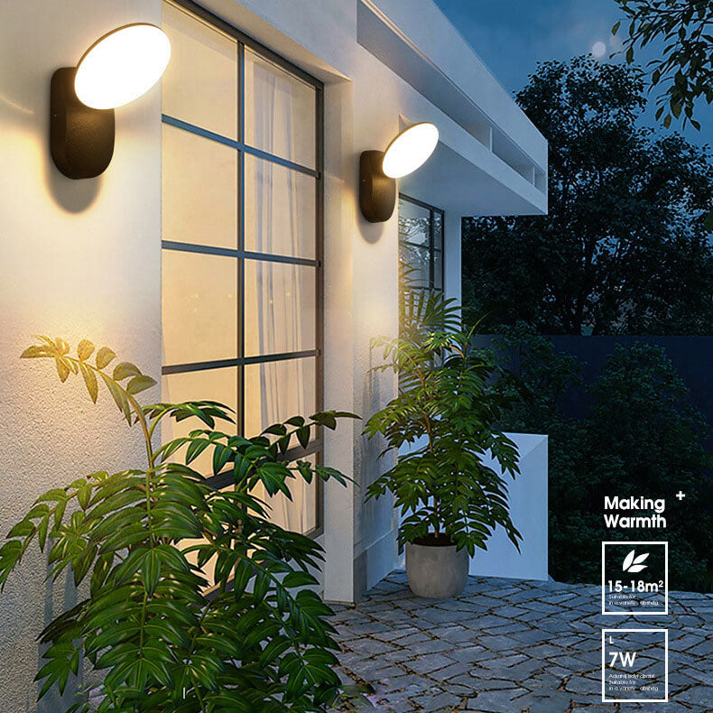 Lámpara de Aplique de Pared LED Impermeable para Exteriores de Círculo Simple 