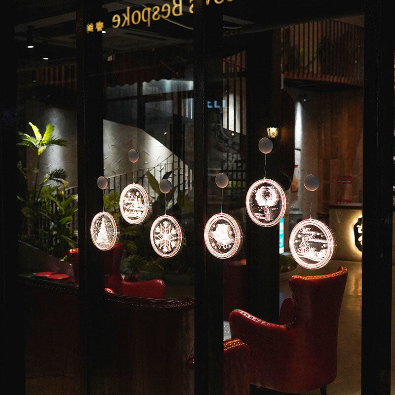 Décoration acrylique LED de Noël avec ventouse ronde 