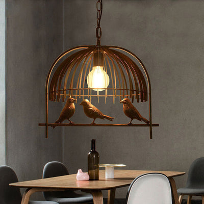 Vintage Creative Iron Birdcage 1-Light Pendant Light