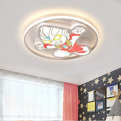 Creative Cartoon Ultraman Round  LED Flush Mount Ceiling Light