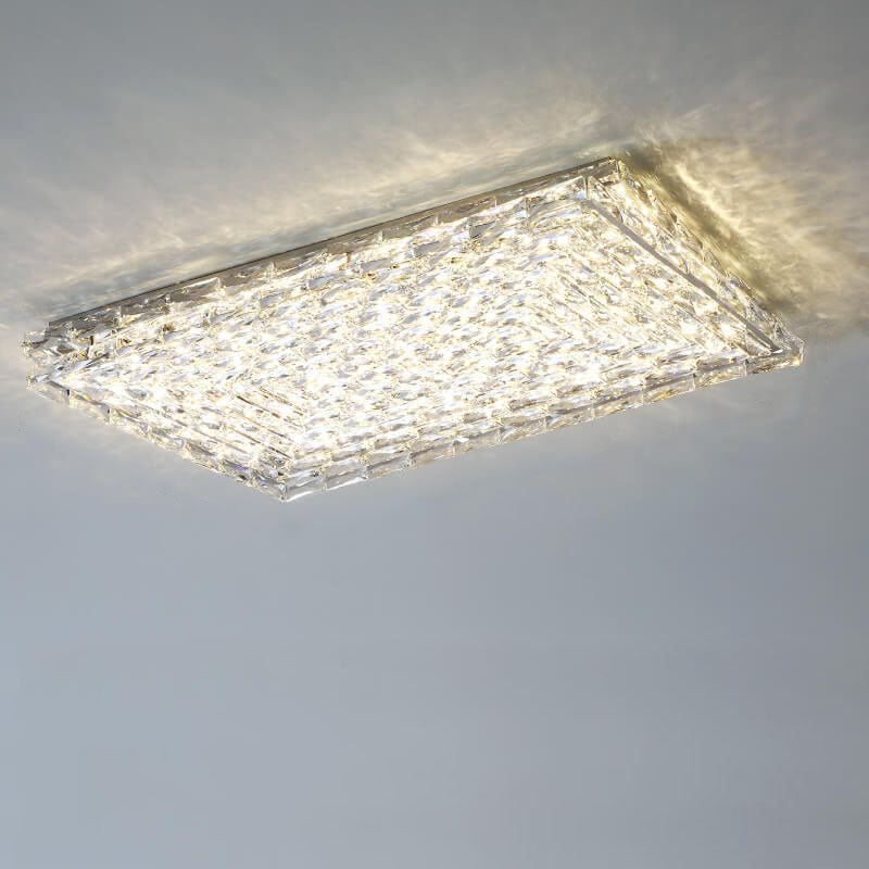 Modern Luxury Crystal Square LED Flush Mount Ceiling Light