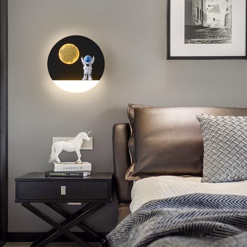 Creative Astronaut Resin Acrylic 1-Light LED Circle Wall Sconce Lamp
