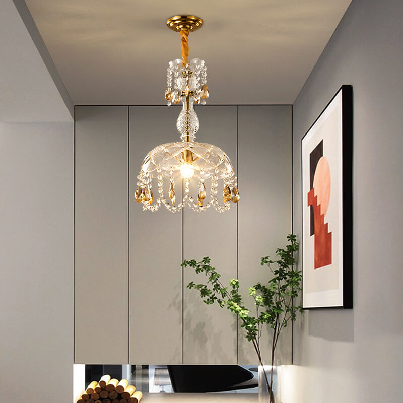 Moderne Luxus Kristall Hängedome 1-Licht Pendelleuchte 