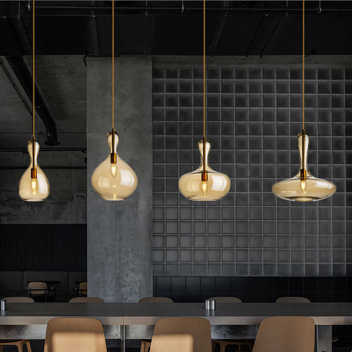 Moderne minimalistische geometrische Bernsteinflasche 1-Licht Pendelleuchte 