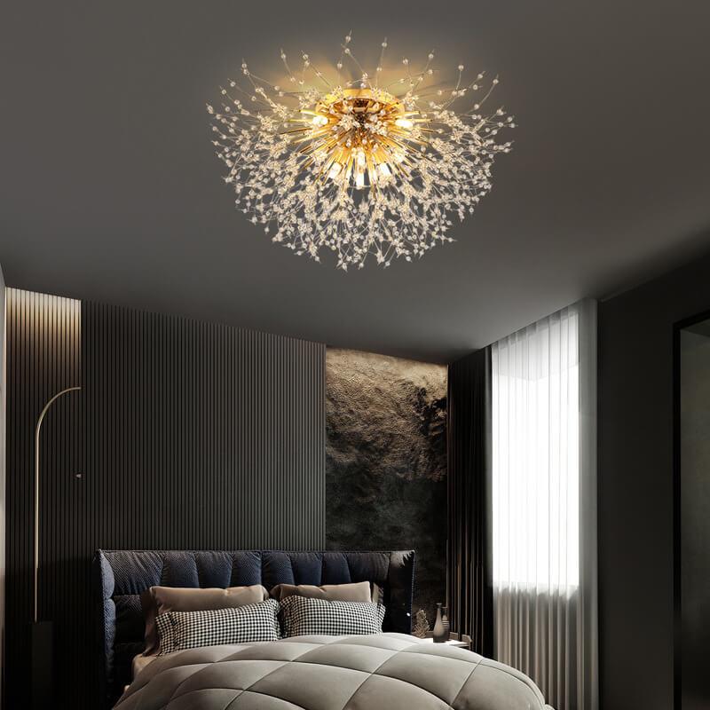 Modern Creative Dandelion Crystal 5/6/8 Light Semi-Flush Mount Ceiling Light