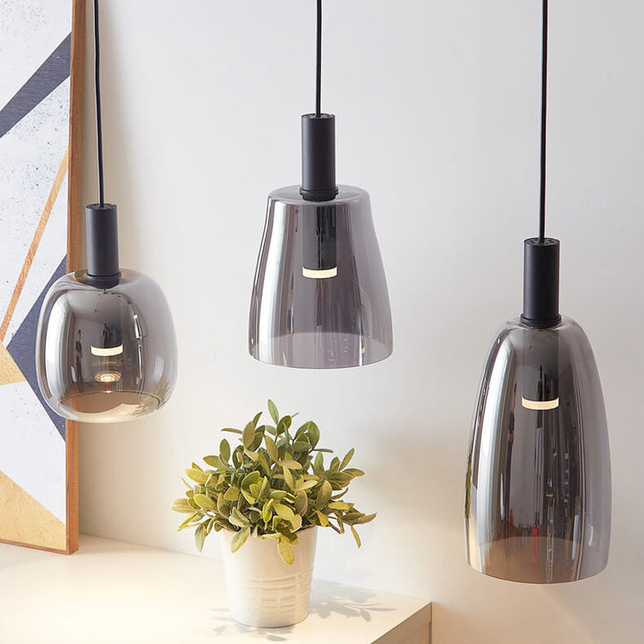 Luminaire suspendu minimaliste à DEL à 1 ampoule en verre transparent 