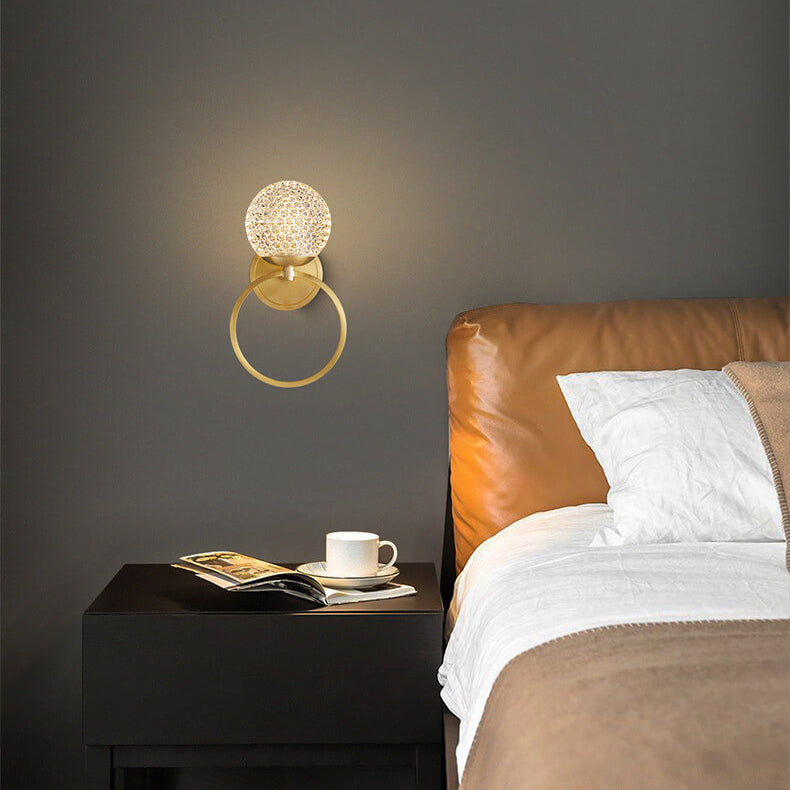 Moderne Luxus Kristall Messing Hängering 1-Licht Wandleuchte 