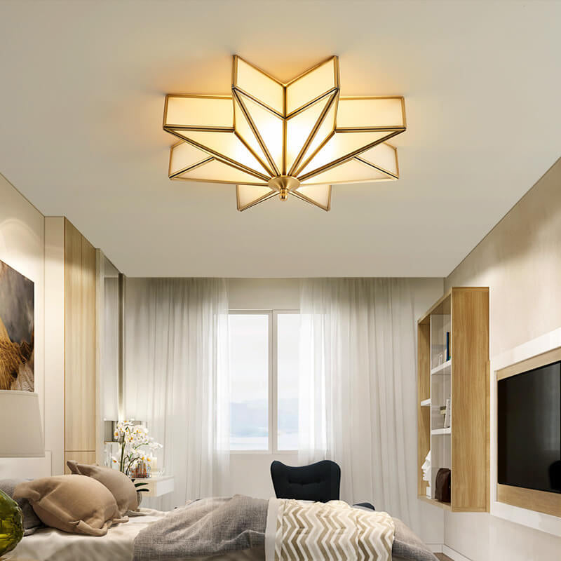 Modern Luxury Brass Pentagram 4-Light Flush Mount Ceiling Light