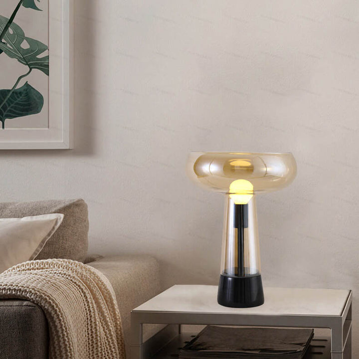 Lampe de table à 1 lumière avec colonne en verre créatif et base en marbre 