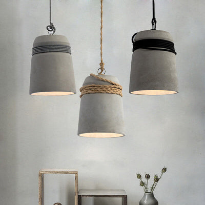 Industrial Cement Column Rope Wire 1-Light Pendant Light