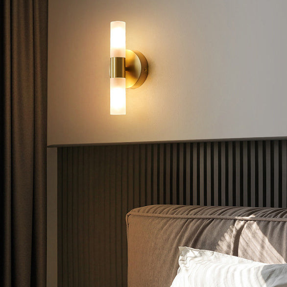 Moderne Luxuskolonne Acryl Messing 1/2/4 Licht LED Wandleuchte 