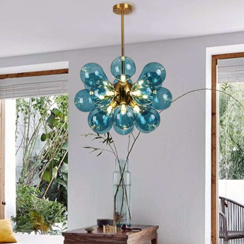 Nordic Colorful Bubble Stained Glass 15-Light Chandelier