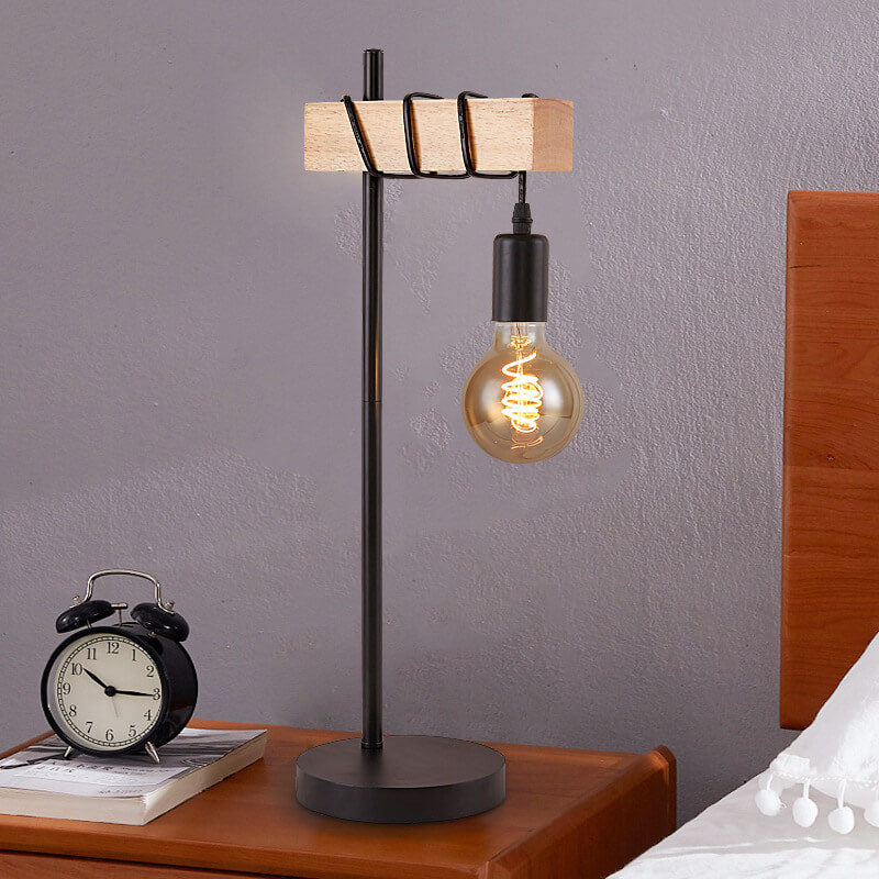 Vintage Creative Metal Tube Wooden 1-Light Table Lamp