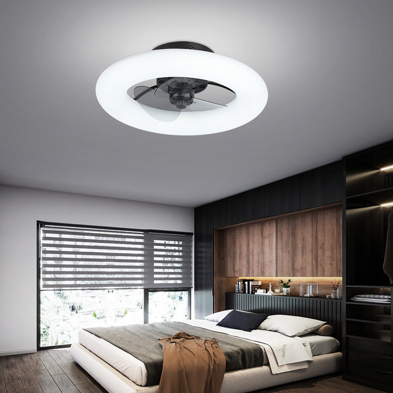 Modern Creative Circle LED Semi-Flush Mount Ceiling Fan Light