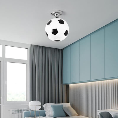 Creative Basketball Soccer Glass 1-Light Semi-Flush Mount Ceiling Light