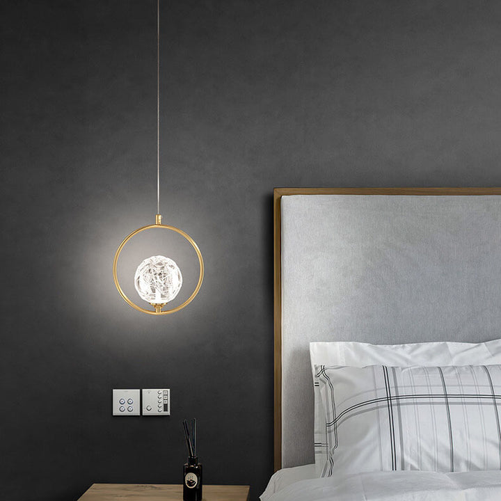 Simplicity Textured Crystal Glass Ball 1-Light LED Pendant Light