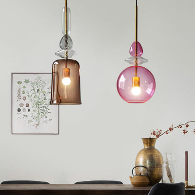 Nordic Colorful Candy Cane Glass 1-Light LED Pendant Light