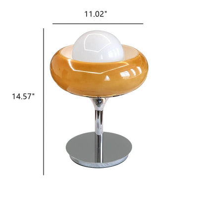 Vintage Glass Egg Tart Iron Base 1-Light Table Lamp