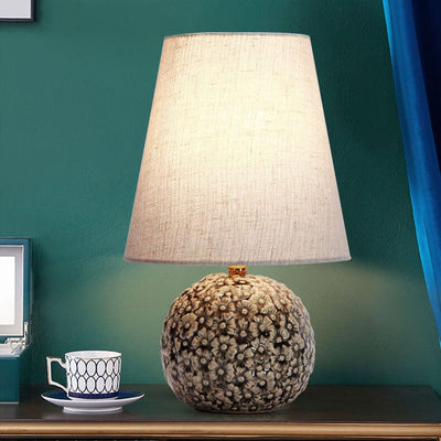 Moderne minimalistische 1-flammige Tischlampe aus Stoffkugel aus Keramik 