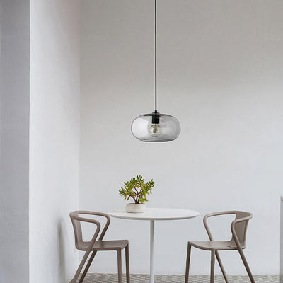 Nordic Color Glass Oval Dome 1-Light Pendant Light