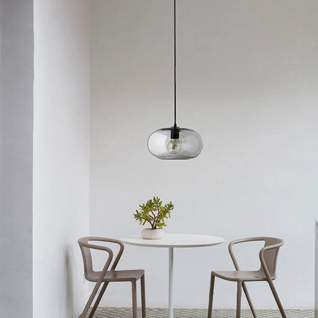 Nordic Color Glass Oval Dome 1-Light Pendant Light