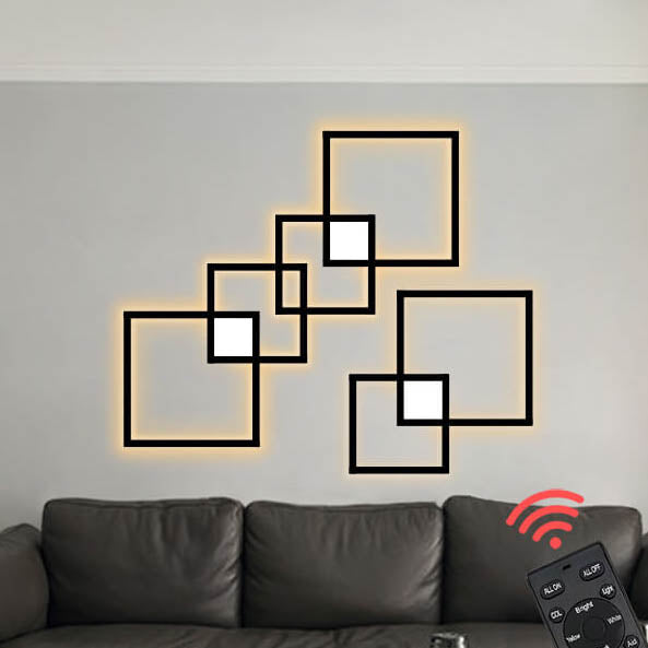 Minimalistische quadratische LED-Wandleuchte aus Eisen 