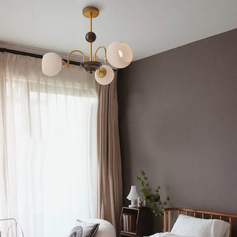 Vintage Striped White Glass 3/5/8 Light Chandelier