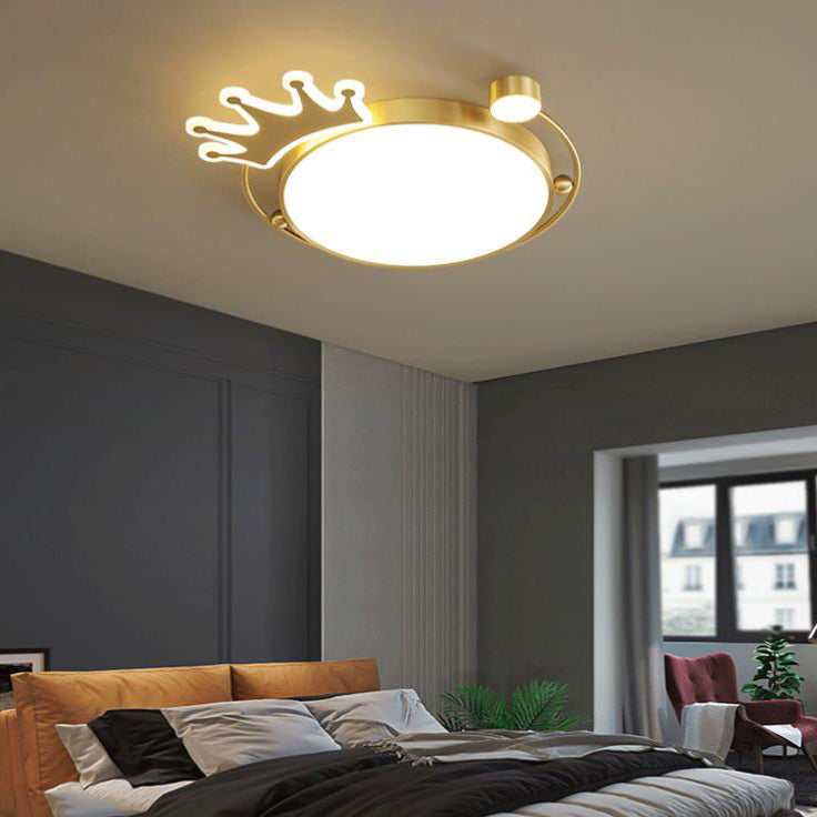 Nordic Creative Crown Brass LED Flush Mount Ceiling Light