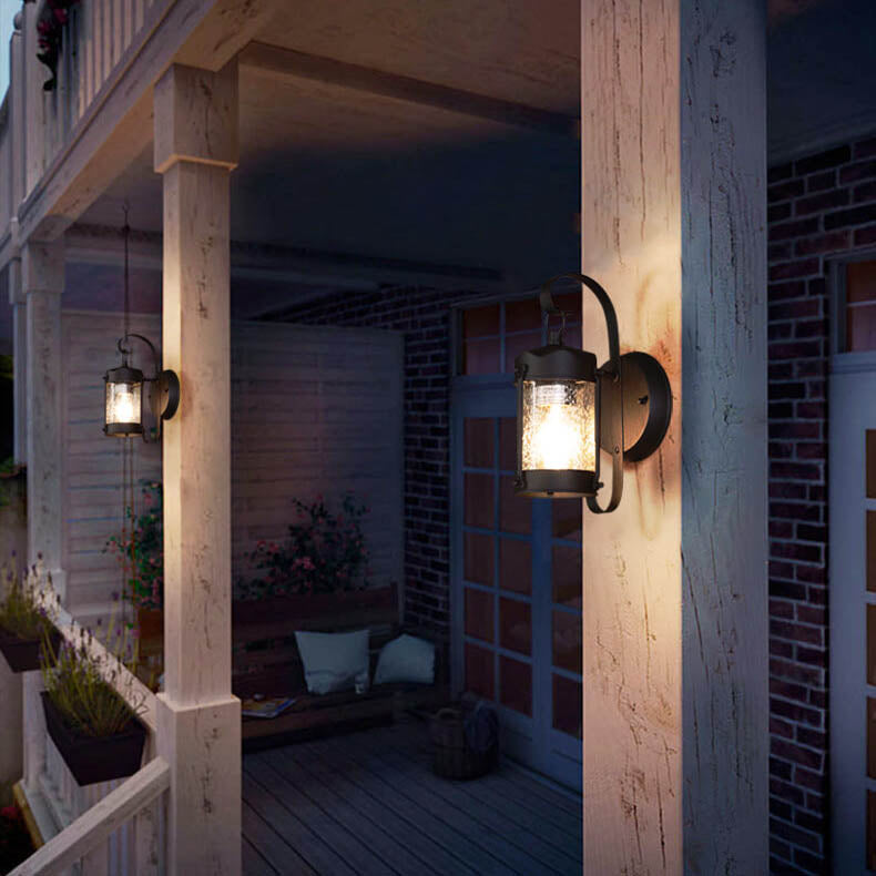 Retro Aged Lantern Outdoor Waterproof 1-Light Wall Sconce Lamp