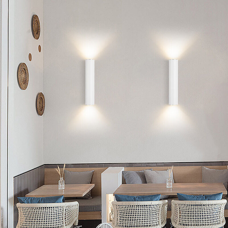 Modern Minimalist Round Aluminum Cylindrical 2-Light Wall Sconce Lamp For Bedroom