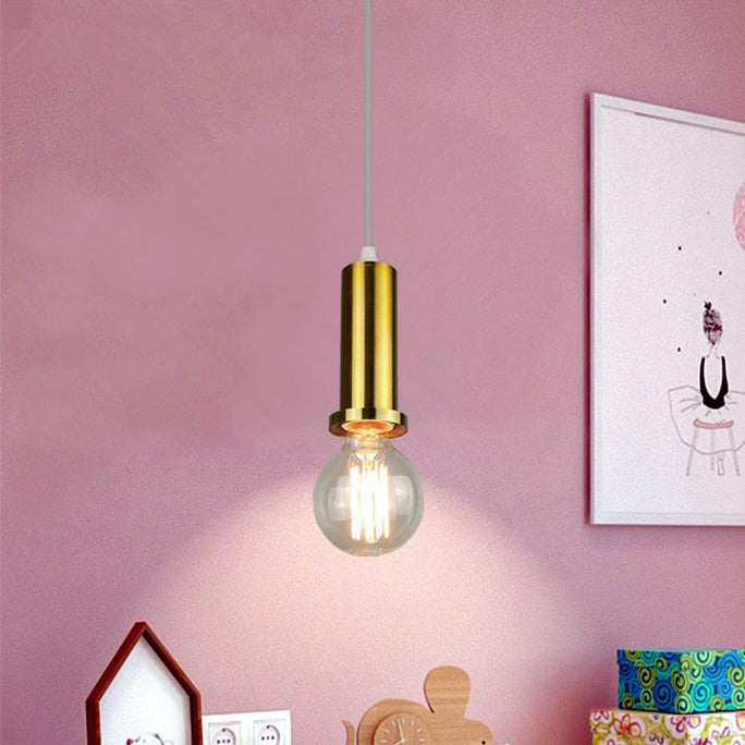 Modern Minimalist Gold Plated Metal Stalk 1-Light Pendant Light