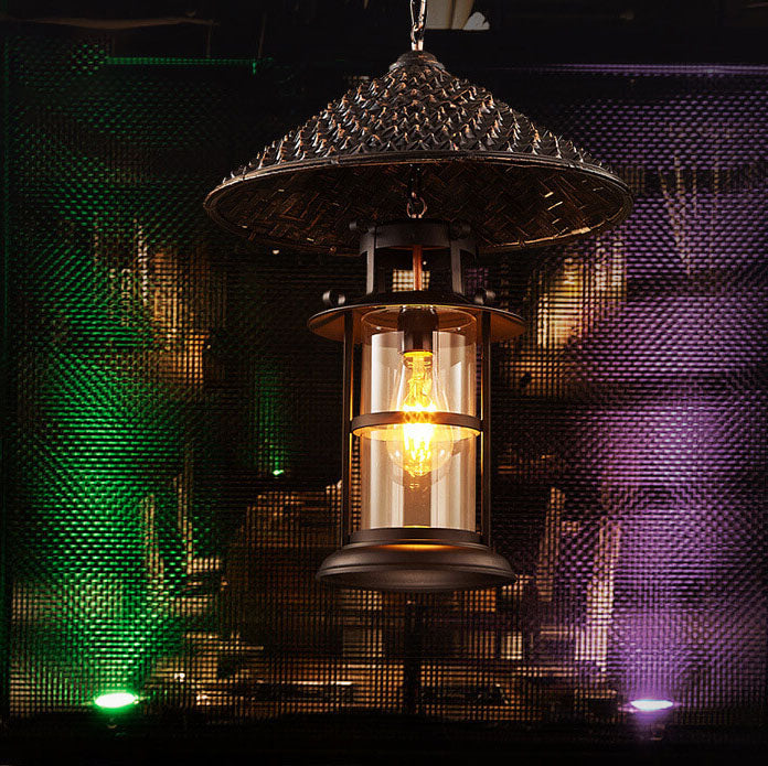Vintage Industrial Bucket Hat Lantern 1-Light Pendant Light