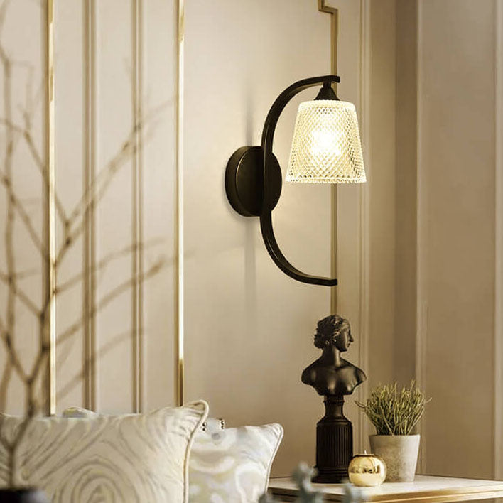 Pantalla de vidrio simple moderna con pájaro de resina Lámpara de aplique de pared de 1 luz 