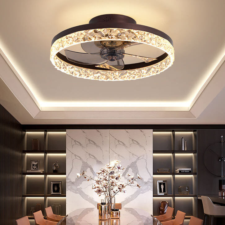 Modern Circle Ring LED Semi-Flush Mount Ceiling Fan Light