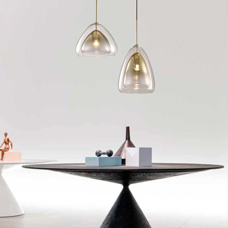Modern Minimalist Glass Triangle Shape 1-Light Pendant Light