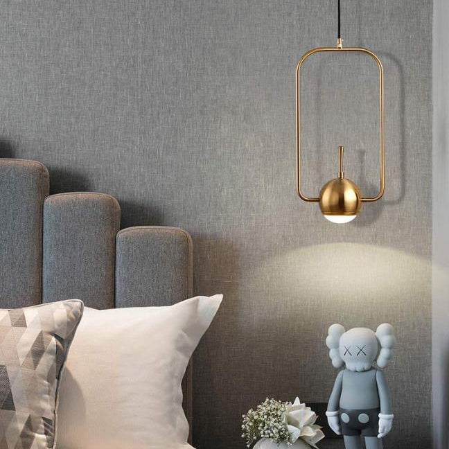 Lampe suspendue LED à 1 lumière avec anneau en fer doré créatif nordique 