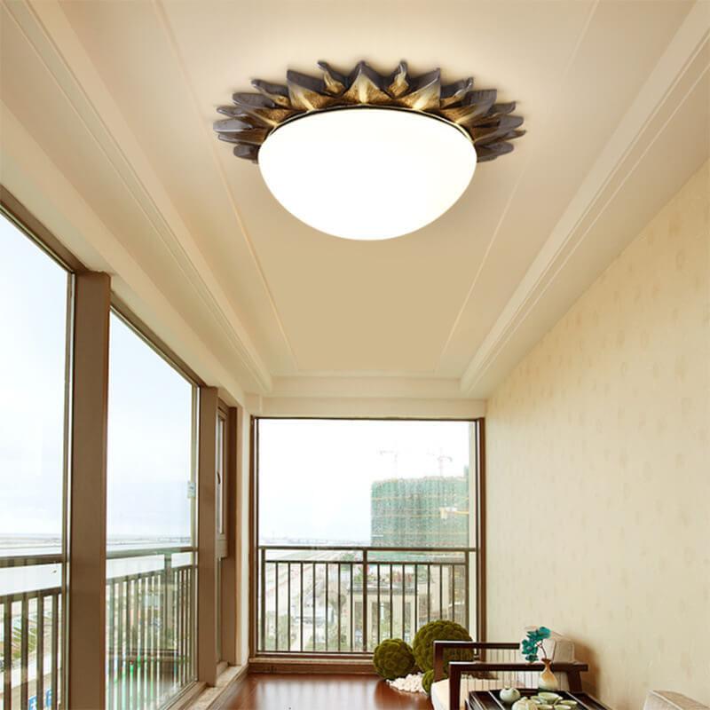 Vintage Glass Sun Bowl Shaped 1/3-Light Flush Mount Ceiling Light